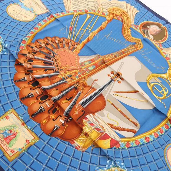 HERMES Authentic Blue Silk Scarf - Picture 6 of 6